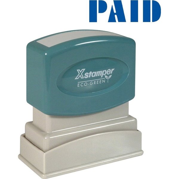Xstamper "Paid" Ink Stamp, 1/2"x1-5/8", Blue Ink XST1335